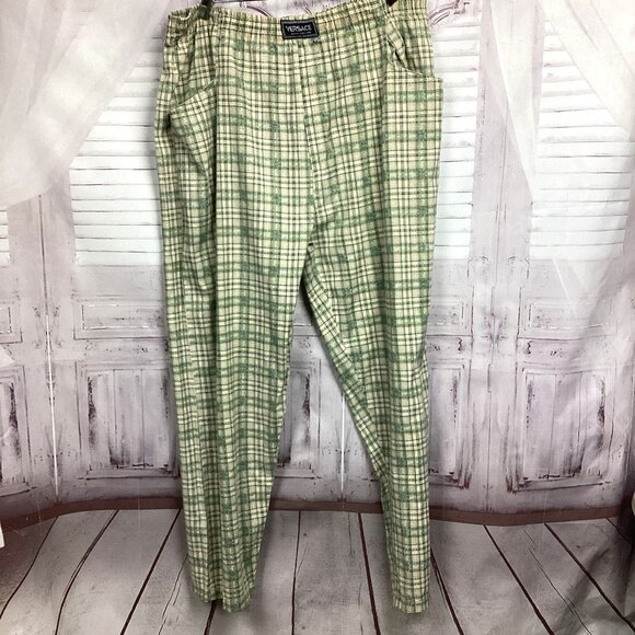 Versace Jeans Couture Sweat Pants Drawstring Green Plaid L